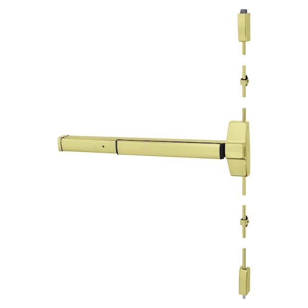 Surface Vertical Rod Exit Device, 36-in, Motorized Latch Retraction, Bright Brass